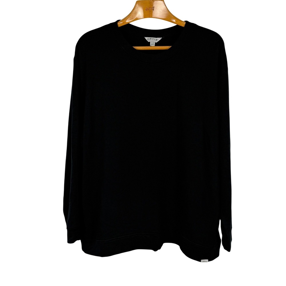Orvis Women's XL Black Modal Blend Pullover Sweatshirt Super Soft Stretch